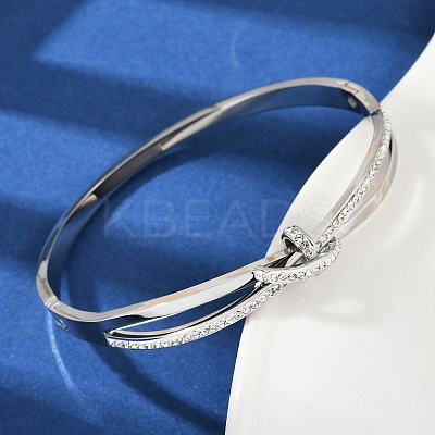 201 Stainless Steel with Rhinestone Bangles for Women LS-BJEW-B138-03P-1