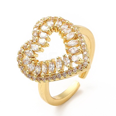 Brass Cubic Zirconia Cuff Ring KK-H433-05G-1