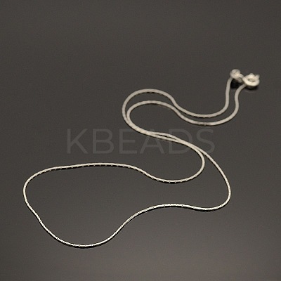 Anti-Tarnish Rhodium Plated 925 Sterling Silver Boston Link Chain Necklaces STER-E033-56-1