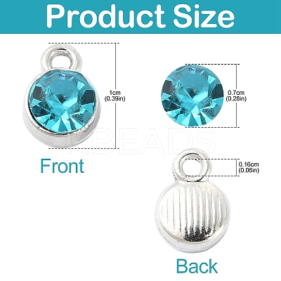 30Pcs 5 Colors Flat Round Alloy Charms RGLA-YW0002-06-1