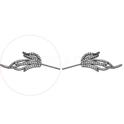 Brass Micro Pave Clear Cubic Zirconia Fishtail Head Pins BAPE-PW0002-10B-B-1