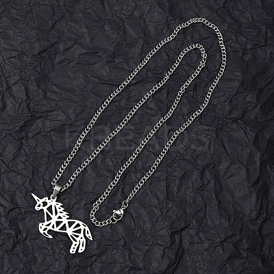 Non-Tarnish 201 Stainless Steel Pendant Necklaces for Man NJEW-Q336-02D-P-1