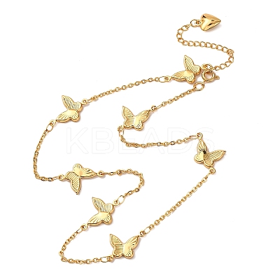 304 Stainless Steel Butterfly Link Chain Necklaces for Women NJEW-G178-05G-1