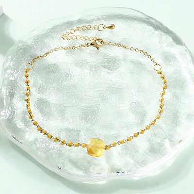 304 Stainless Steel Glass Beads Link Chain Bracelets BJEW-A036-14G-02-1