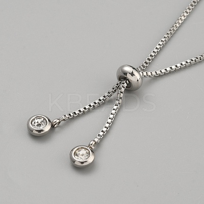 Adjustable Stainless Steel & Clear Glass Slider Bracelet Making STAS-WH0044-73-1