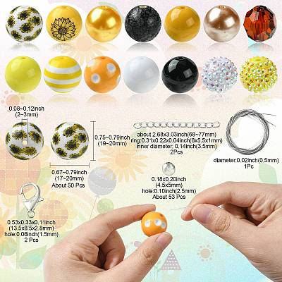 DIY Bubblegum Bracelet Pendant Decoration Making Kit for Sunflower Theme MACR-CJC0005-02A-01-1
