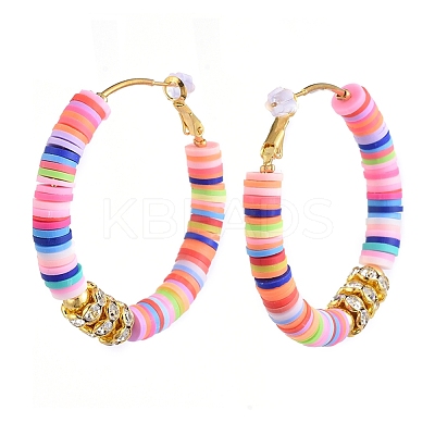 Heishi Beaded Hoop Earrings X-EJEW-JE04081-1