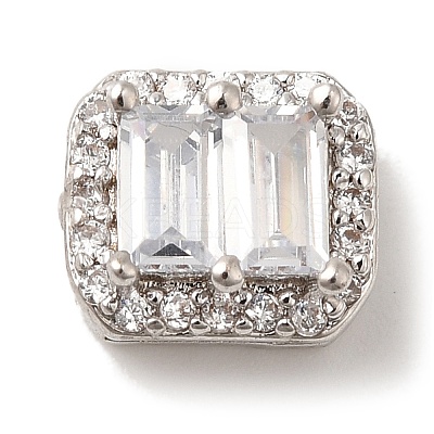 Rack Plating Brass Micro Pave Clear Cubic Zirconia Rectangle Multi-Strand Links KK-A229-24P-1