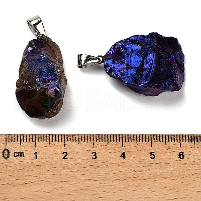 Electroplated Raw Natural Quartz Crystal Pendants G-Q481-20P-02-1