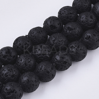 Spray Painted Natural Lava Rock Beads Strands G-N0324-B-01-1
