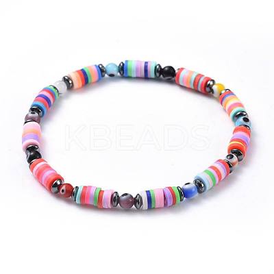 Polymer Clay Heishi Beads Beads Stretch Bracelets BJEW-JB04451-1