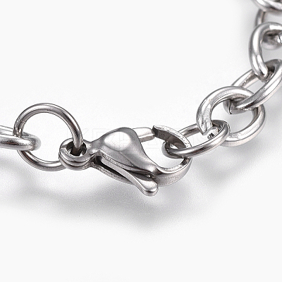 Tarnish Resistant 304 Stainless Steel Cable Chain Bracelets X-BJEW-P239-05-1