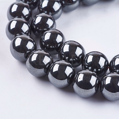 Non-Magnetic Synthetic Hematite Beads Strands G-H1624-12mm-1-1
