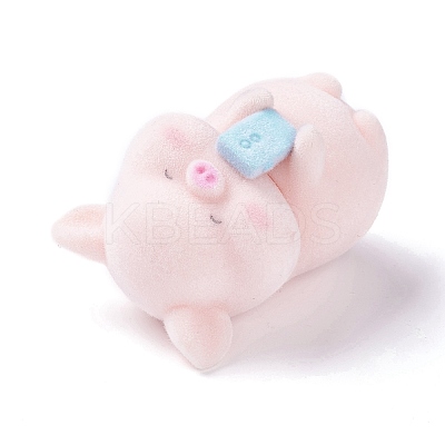 Flocky Resin Miniature Pig Figurines AJEW-Z007-06-1