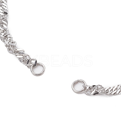 304 Stainless Steel Singapore Chain Bracelet Makings AJEW-JB01322-02-S-1