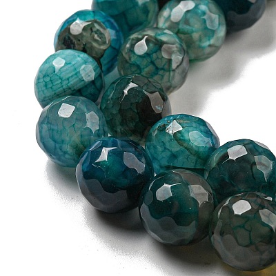 Faceted Natural Dragon Veins Agate Beads Strands X-G-F447-12mm-P07-1
