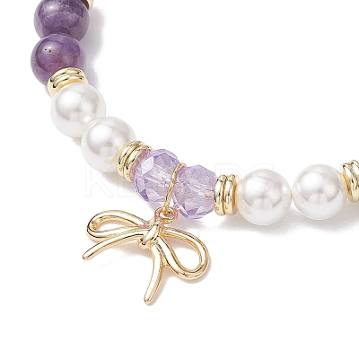 Bowknot Brass Charms Bracelets BJEW-JB12805-1