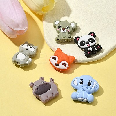 6Pcs 6 Styles Food Grade Eco-Friendly Silicone Focal Beads SIL-FS0001-08-1