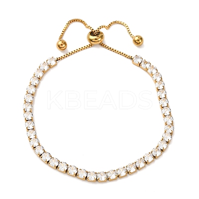 304 Stainless Steel Pave Clear Cubic Zirconia Tennis Bracelets BJEW-G754-03G-03-1