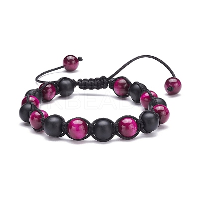Round Stone Braided Bead Bracelets Set BJEW-JB07260-04-1