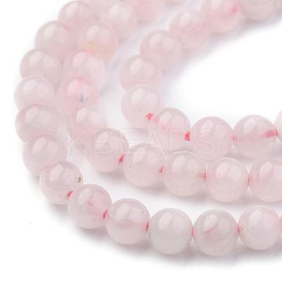 Natural Rose Quartz Round Beads Strands X-G-P072-05-4mm-1
