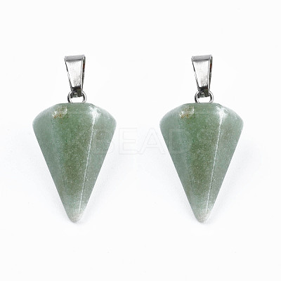 Cone/Spike/Pendulum Natural Green Aventurine Stone Pendants G-R278-79-1
