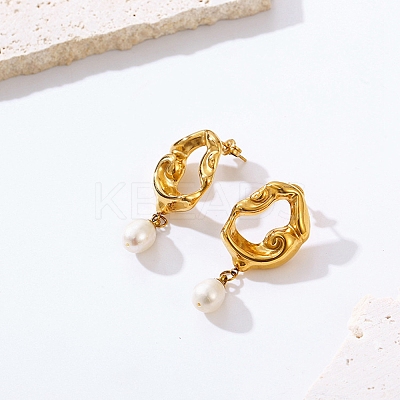 304 Stainless Steel Twist Donut Stud Earrings LS-EJEW-G368-04G-1