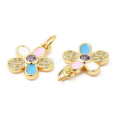 Brass with Cubic Zirconia Enamel Pendants KK-K343-05G-1