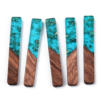 Transparent Resin & Walnut Wood Big Pendants RESI-TAC0017-03C-1