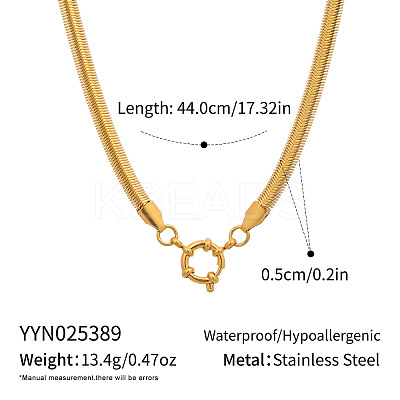 Minimalist 5MM 304 Stainless Steel Flat Snake Chain Necklaces for Women EE6470-1-1