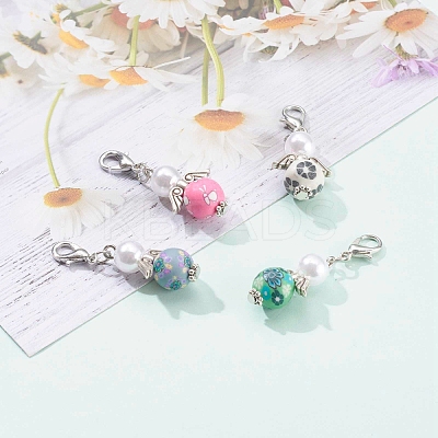 Handmade Flower Pattern Polymer Pendants HJEW-JM00424-1