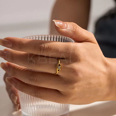 Adjustable 304 Stainless Steel with Cubic Zirconia Cuff Open Rings for Women DT5559-1