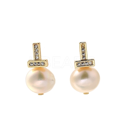 Natural Pearl Ear Studs EJEW-L099-09G-1