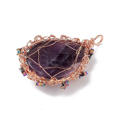 Natural Amethyst Big Pendants G-L524-09RG-05-1