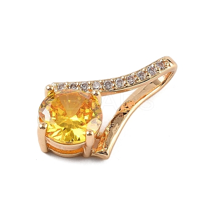 Brass Micro Pave Cubic Zirconia Pendants KK-E795-22KCG-01-1