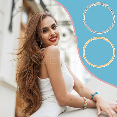 12Pcs 2 Colors 304 Stainless Steel Twist Round Cuff Bangles Set BJEW-UN0001-48-1