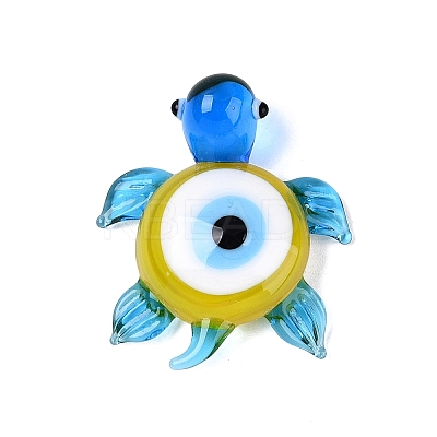 Handmade Lampwork Turtle with Evil Eye Figurine Display Decorations LAMP-N034-25-1