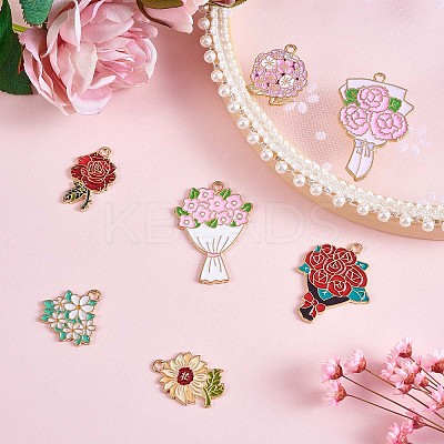 18Pcs Alloy Enamel Flower Pendant JX226A-1