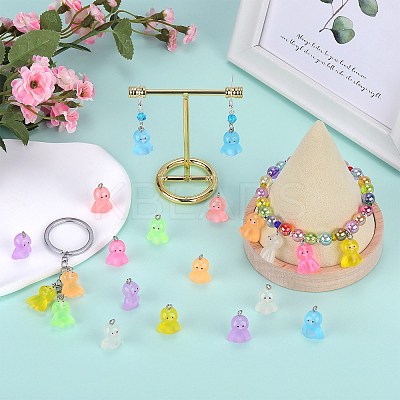 80Pcs 8 Colors Luminous Resin Pendants RESI-SZ0003-48-1