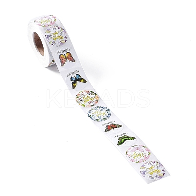 8 Patterns Butterfly Round Dot Self Adhesive Paper Stickers X-DIY-A042-13A-1