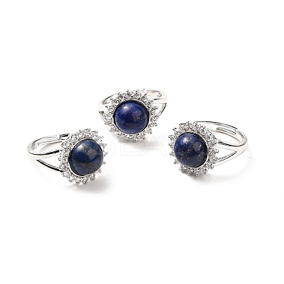Natural Lapis Lazuli Adjustable Rings RJEW-P043-02P-20-1