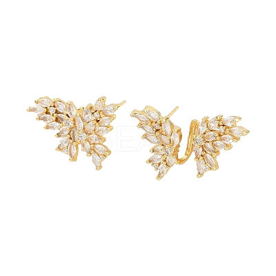 Brass Micro Pave Cubic Zirconia Stud Earrings EJEW-K312-04G-1