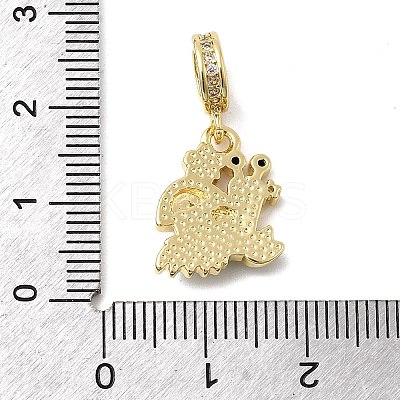 Brass Micro Pave Clear Cubic Zirconia European Dangle Charms KK-C137-19G-1