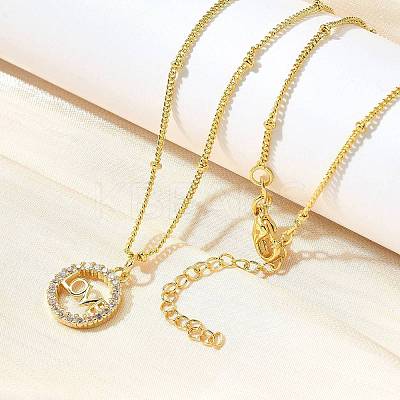 Brass Clear Cubic Zirconia Pendant Necklaces for Women NJEW-A039-02C-G-1