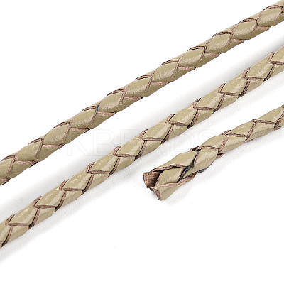 Braided Cowhide Leather Cord NWIR-N005-01O-3mm-1