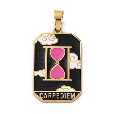 Ion Plating(IP) 304 Stainless Steel Enamel Pendants STAS-Q003-01G-01-1