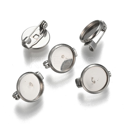 Tarnish Resistant 304 Stainless Steel Brooch Base Settings STAS-F191-04P-10mm-1