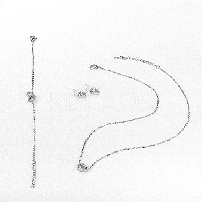 Stainless Steel Double Interlocking Ring Jewelry Set JG9167-1-1
