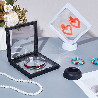 8Pcs 2 Colors Square Transparent PE Thin Film Suspension Jewelry Display Boxes ODIS-GA0001-70-1