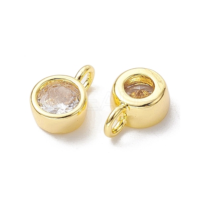 Brass Micro Pave Clear Cubic Zirconia Pendants X-KK-K360-13G-1
